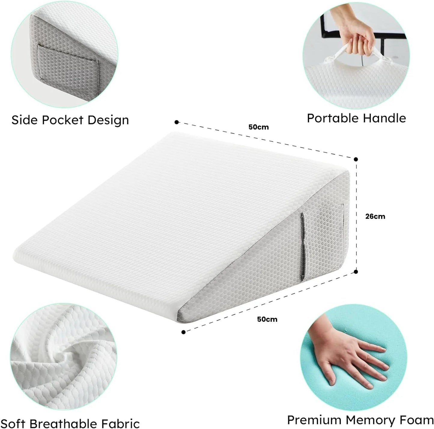 Deluxe Bed Wedge Pillow With Memory Foam