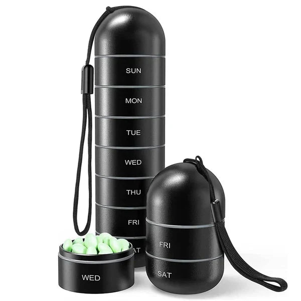 Aluminum 7-Day Portable Pill Organizer