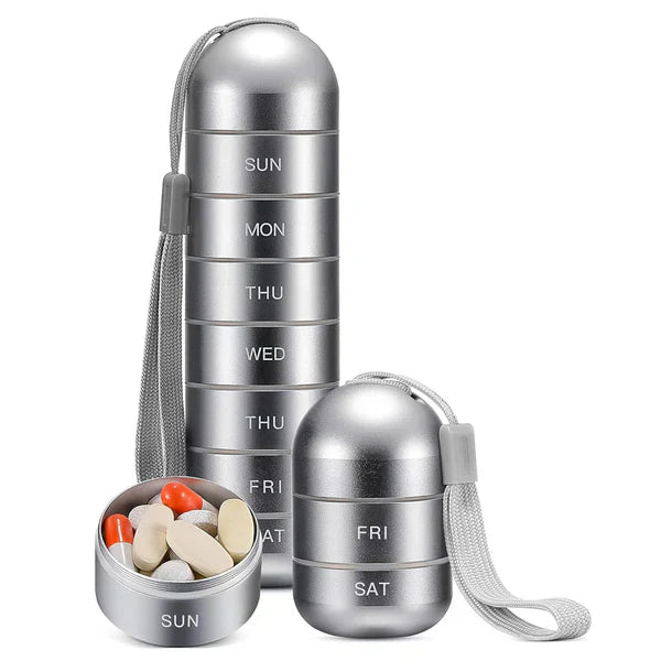 Aluminum 7-Day Portable Pill Organizer