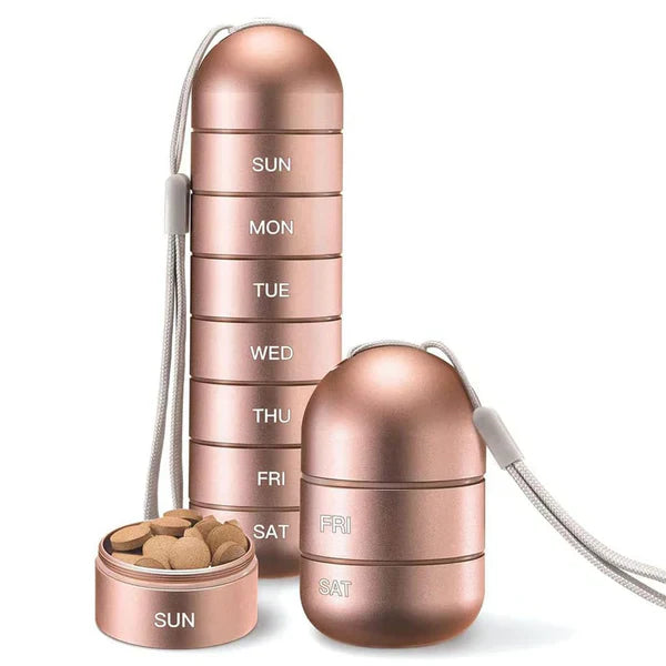 Aluminum 7-Day Portable Pill Organizer