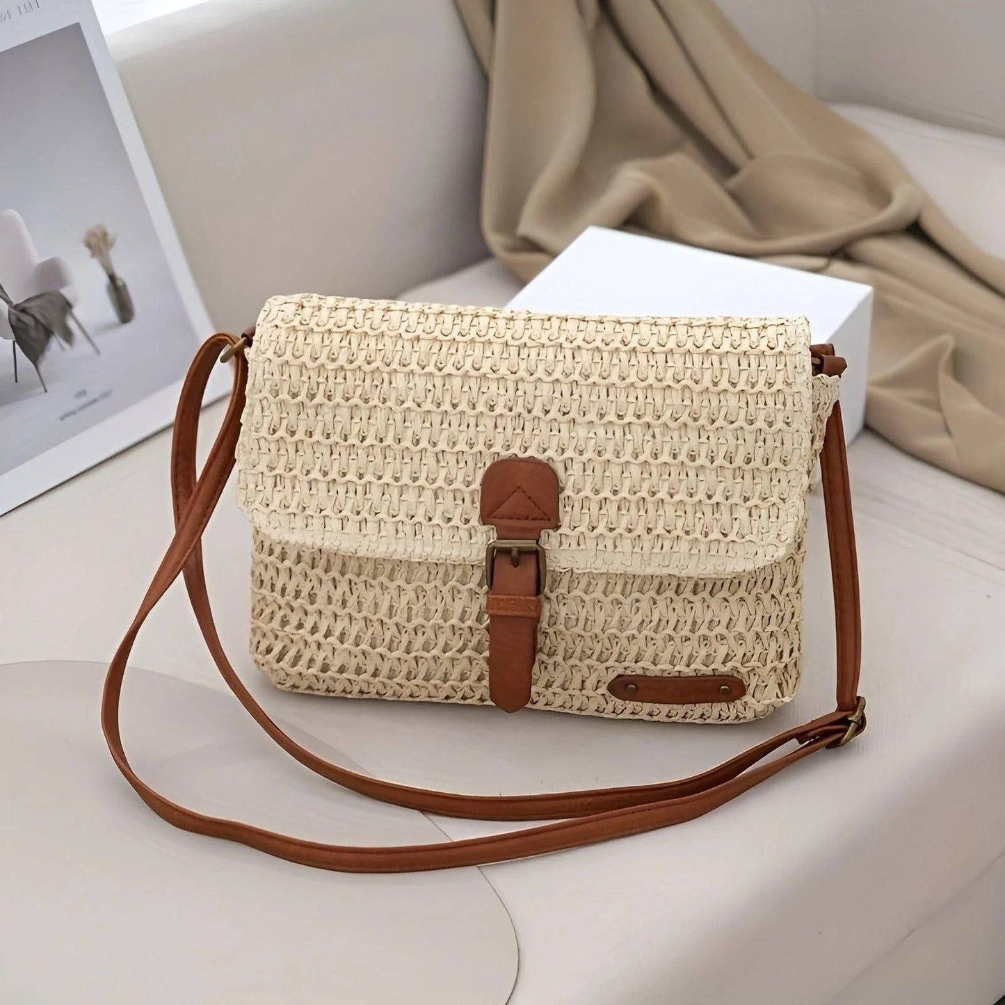 Vintage Woven Straw Shoulder Bag