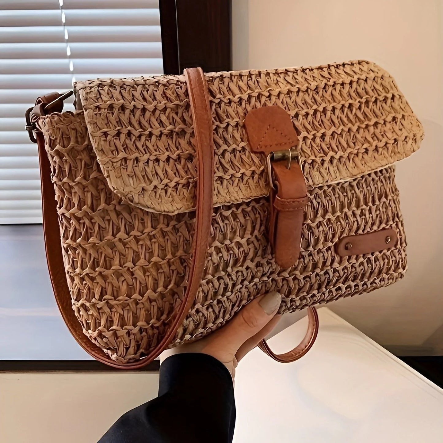 Vintage Woven Straw Shoulder Bag