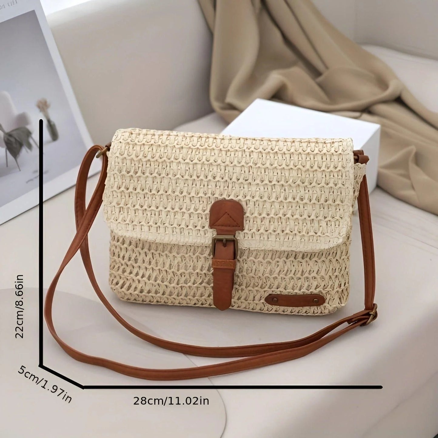 Vintage Woven Straw Shoulder Bag