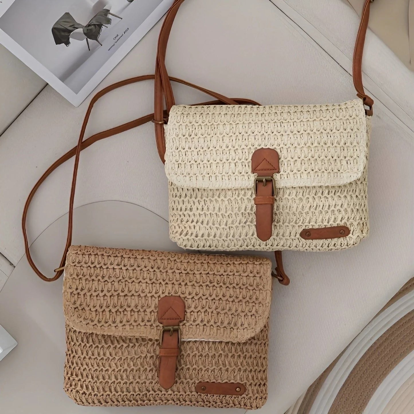 Vintage Woven Straw Shoulder Bag