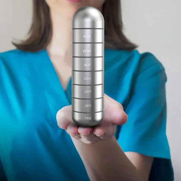 Aluminum 7-Day Portable Pill Organizer