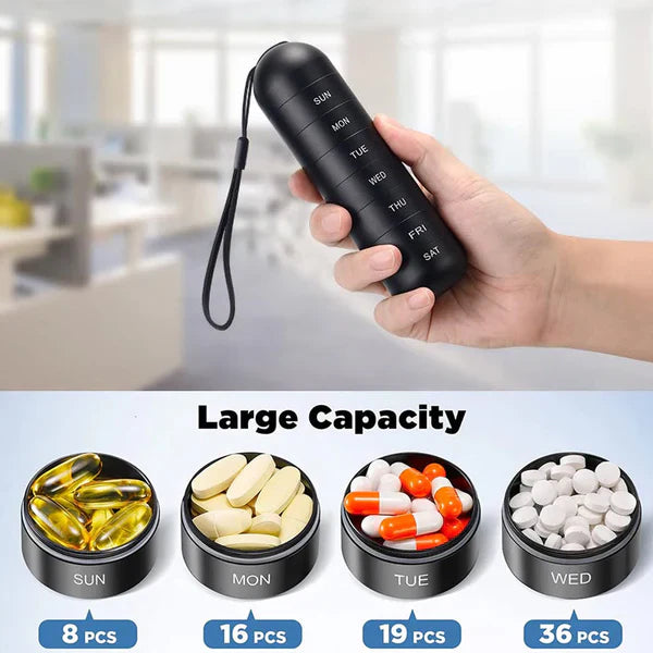 Aluminum 7-Day Portable Pill Organizer