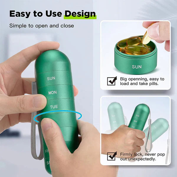 Aluminum 7-Day Portable Pill Organizer
