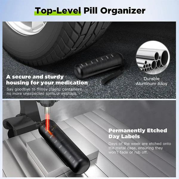 Aluminum 7-Day Portable Pill Organizer