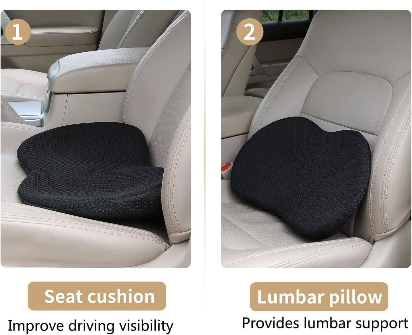 Car Seat Cushion – Memory Foam Booster for Driving Comfort & Height