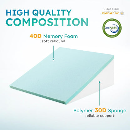 Deluxe Bed Wedge Pillow With Memory Foam