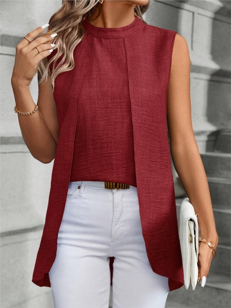 Elegant Sleeveless O-Neck Blouse for Women