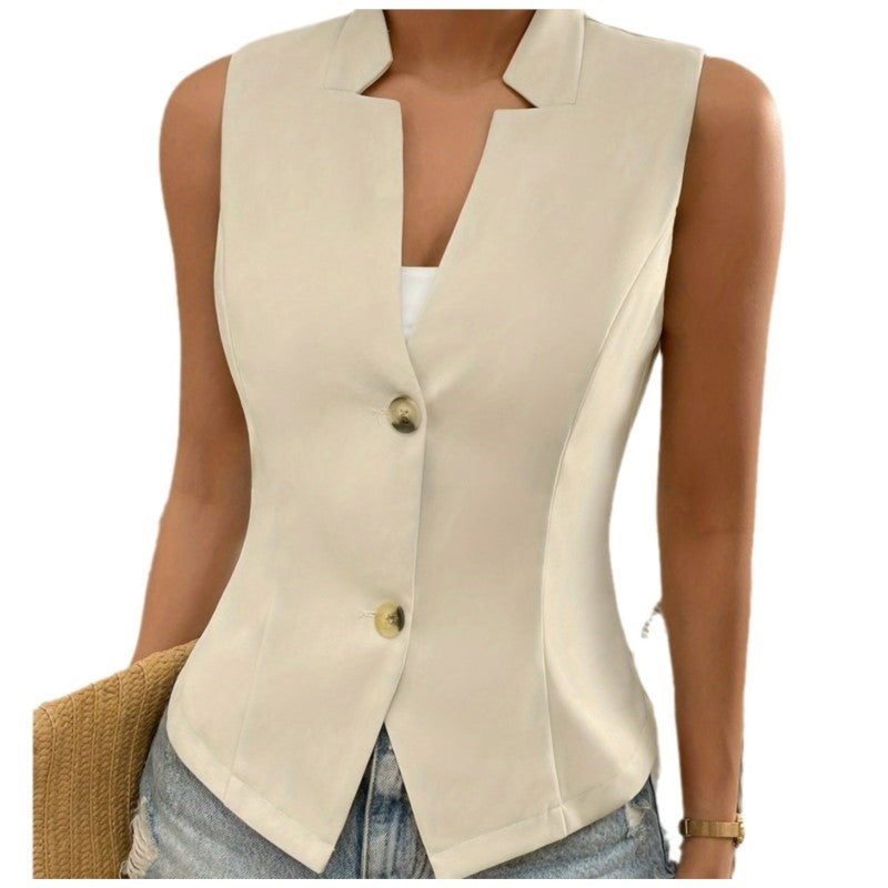 Elegant V-neck Sleeveless Vest Jacket for Women