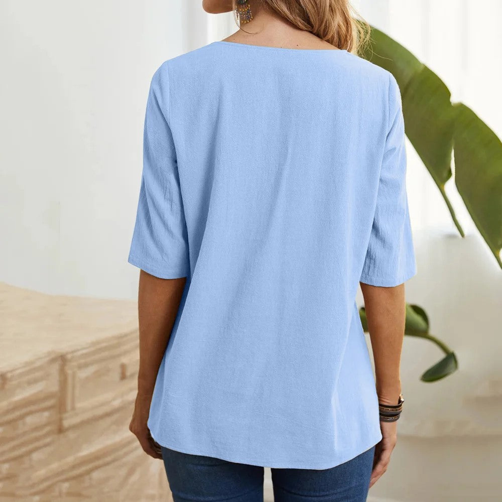 Vintage Cotton-Linen Casual Loose Tee