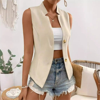 Elegant V-neck Sleeveless Vest Jacket for Women