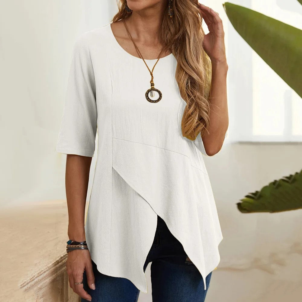 Vintage Cotton-Linen Casual Loose Tee