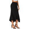 Elegant High-Waist Satin A-Line Midi Skirt for Women