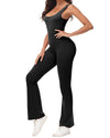 Flare Jumpsuit Backless Yoga Romper - Scrunch Butt