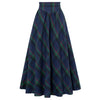 Vintage Plaid A-line Maxi Skirt - Elastic High Waist, Gothic Style