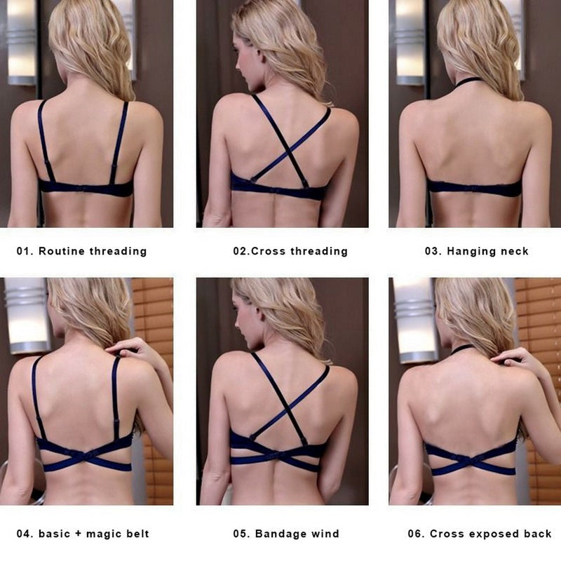 BrizaBay Push-Up Backless Bra – Low-Cut Plunge, Open-Back Design