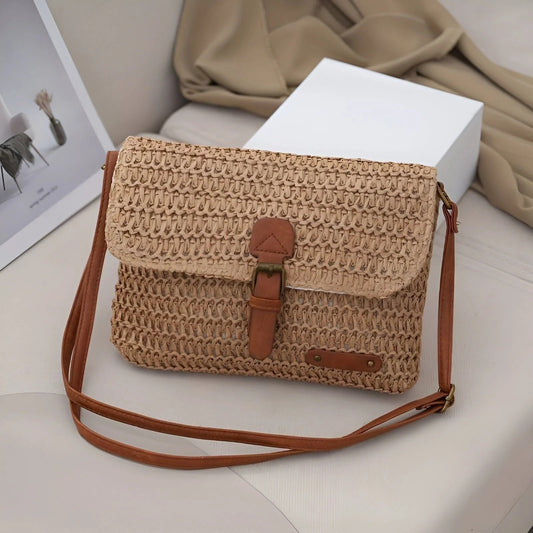 Vintage Woven Straw Shoulder Bag